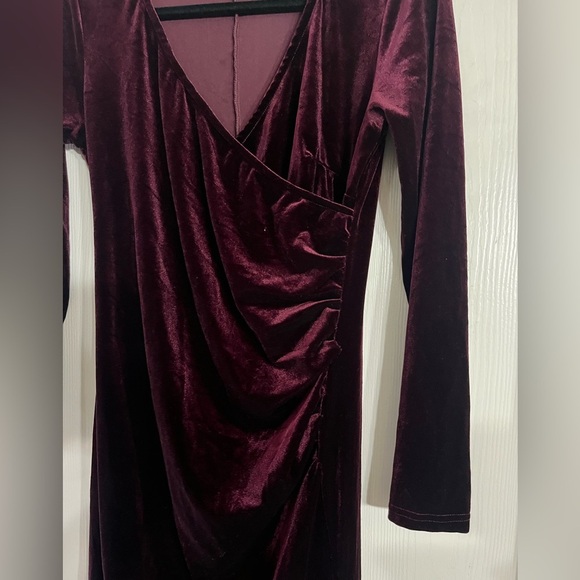 Velvet Burgundy Velvet Dress - Picture 2 of 6